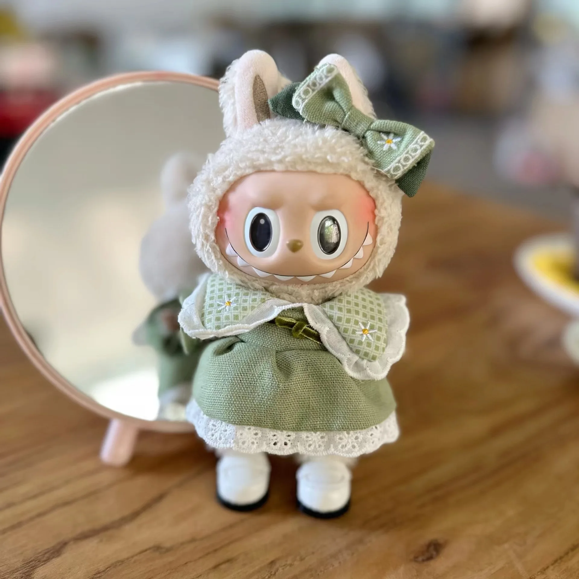 17cm Labubu Idol Dolls Clothes Cute Green Skirt Accessories Korea Kpop Exo Clothing Hoodie Plush Doll'S No Doll