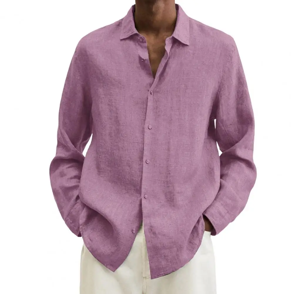 

Рубашка Мужская льняная с длинным рукавом, свободная блузка с отложным воротником, на пуговицах, в стиле ретро, пикантный Топ, весна-осень