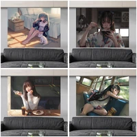 tapestry wall hanging girl dormitory background anime tapestry bedroom wall living room decor aesthetic apartment decoration