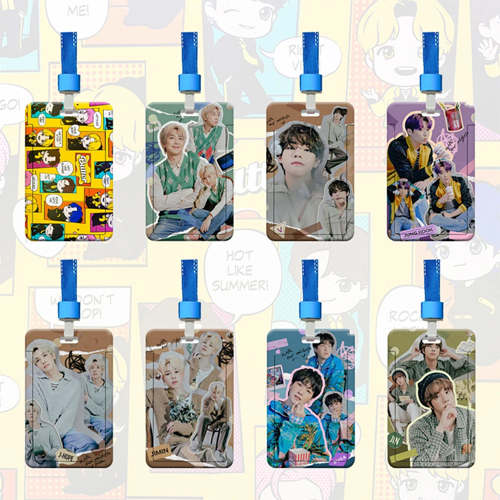 

K-POP Bangtan Boys держатель для карт Натяжной Чехол для карт с ремешком JungKook вееры подвесной рукав для автобусной карты студенческий чехол для удо...