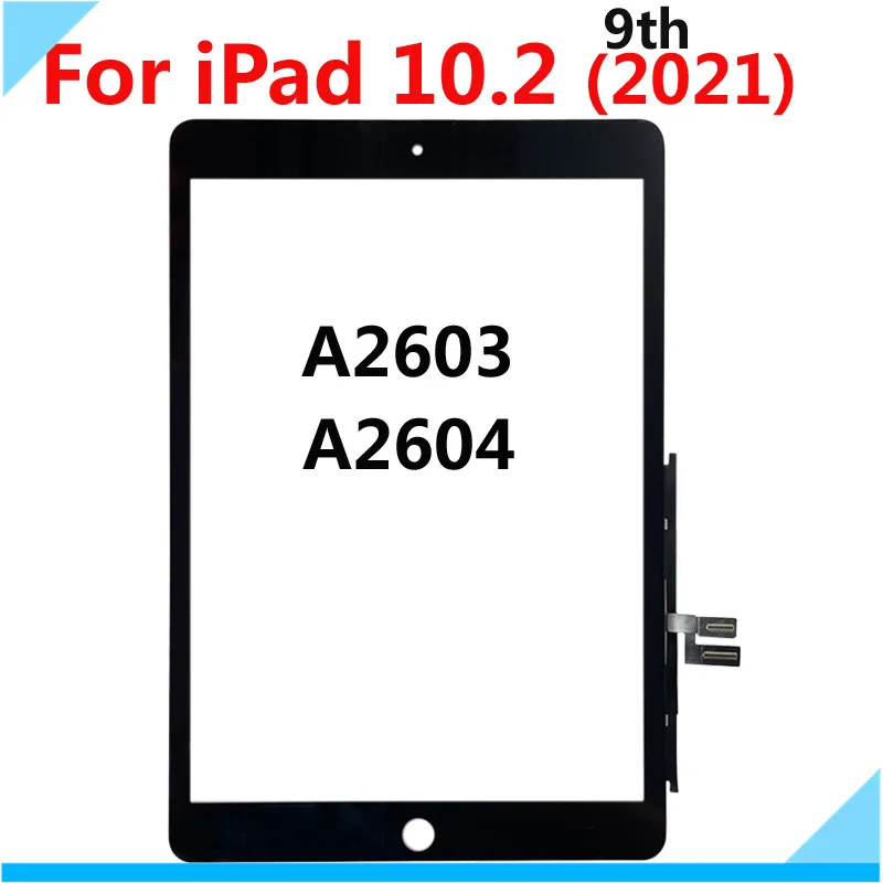 

5PCS For iPad 9th Gen A2603 A2604 Touch Screen Digitizer Outer Glass Panel with Adhesive Glue For Apple iPad 10.2 (2021)