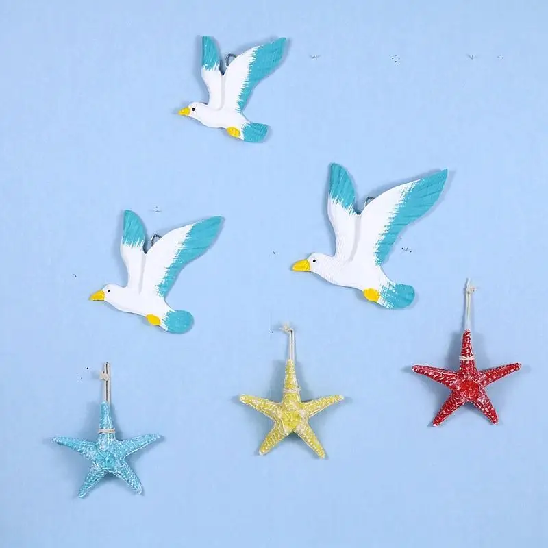 

3pcs/Set Sea Bird Resin Handmade Painted Seagull Peace Dove Retro Wall Pendant DIY Background Mediterranean Home Decoration