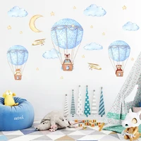new cartoon starry sky hot air balloon wall stickers living room bedroom kids room removable decorative painting wall decoration
