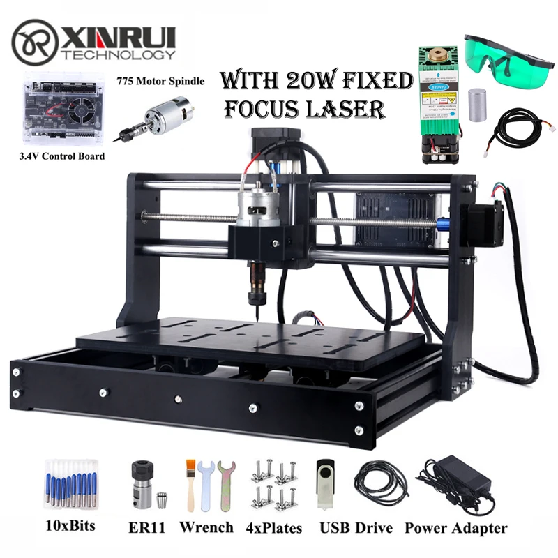CNC 3020 с 20 Вт фиксированным фокусом лазерный GRBL контроль 3-осевой DIY Pcb фрезерный