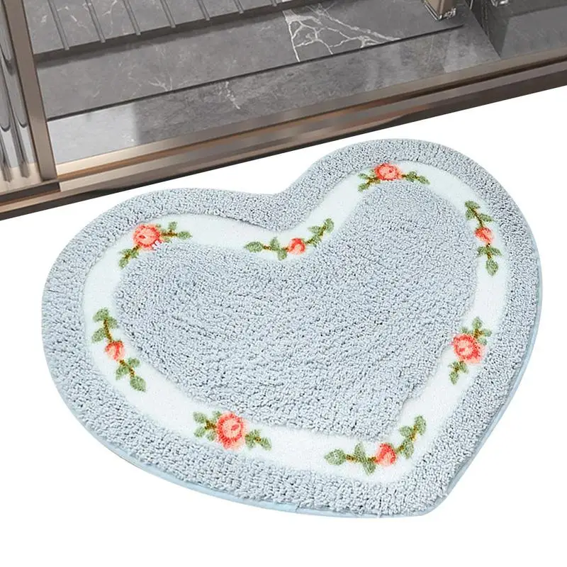 

Heart Shaped Rug Small Porch Non Skid Plush Love Doormat Floral Bath Rugs For Kitchen Sink Laundry Romantic Under Door Mat For