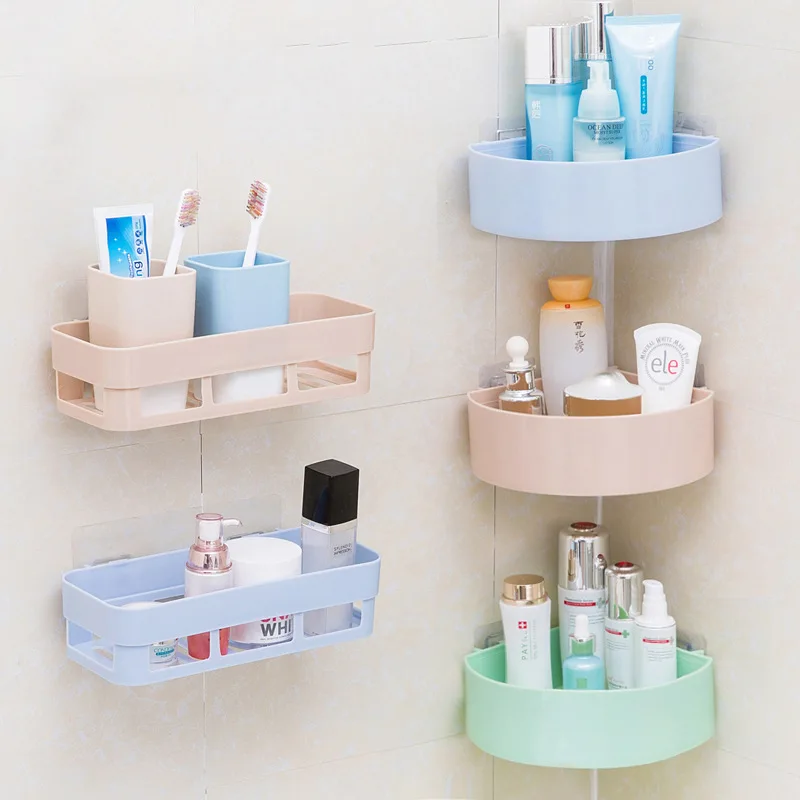 

Bathroom Wall Mounted Shelving Perforation-free Traceless Suction Wall Toiletries Storage Shelf Toilet Storage Rack New