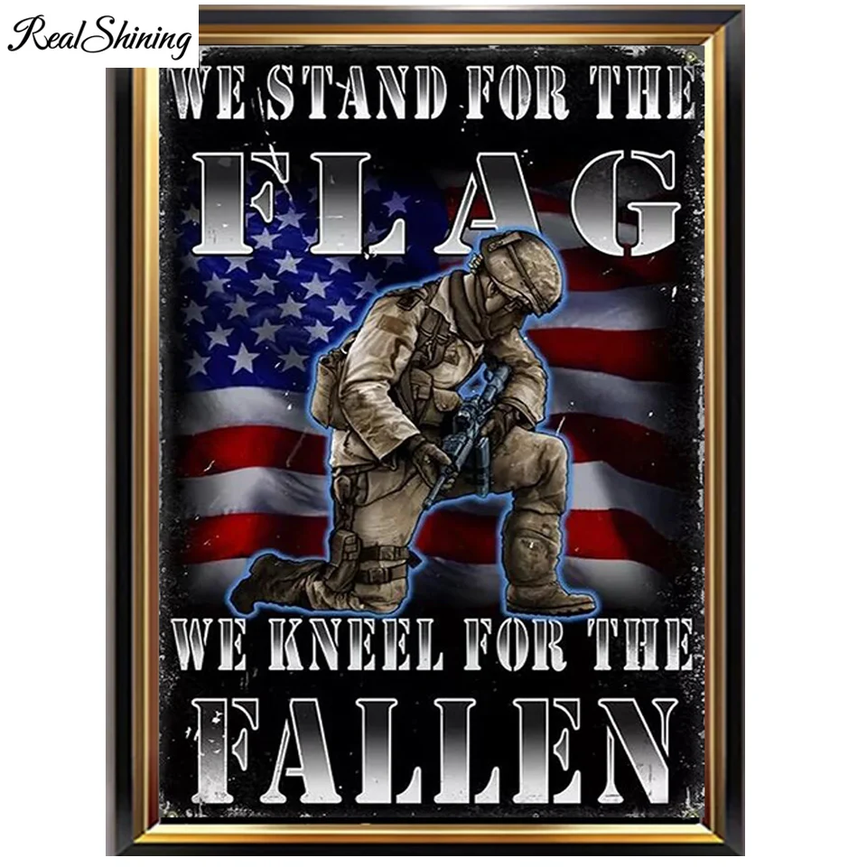 Набор для алмазной вышивки солдат картина 5D в стиле милитари американский флаг