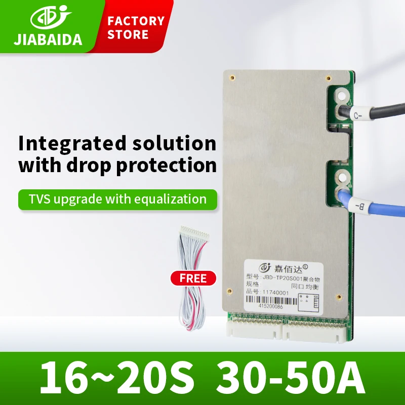 

JBD 17S 20S SMART BMS Lifepo4 Battery 30A 40A 50A with Balancing 12V Balance Protection NTC 60V 72V Li-Ion 18650 Camping Storage