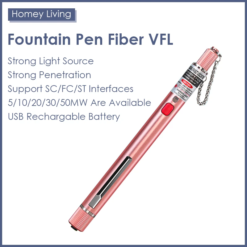 

Visual Fault Locator Optical Fiber Laser Tester Pen Type Tool Optic Red Light Source 5-50MW VFL Support SC/FC/ST USB Charging