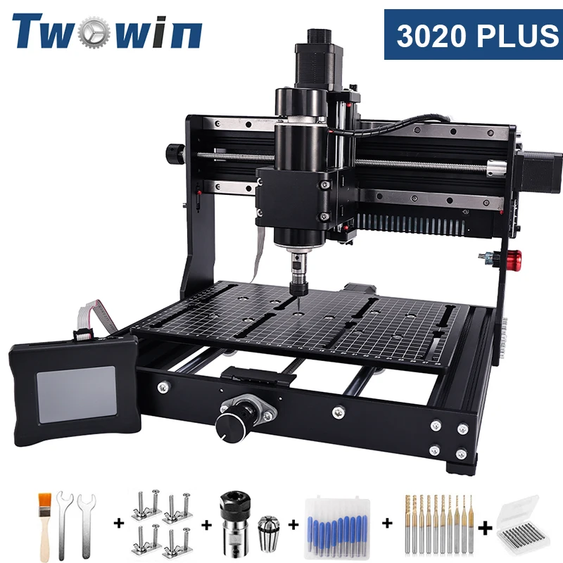 TWOWIN CNC 3020 Plus Laser Engravr Metal Engraving CNC Machine 500W Spindle GRBL Control DIY Milling Machine Wood Router Printer