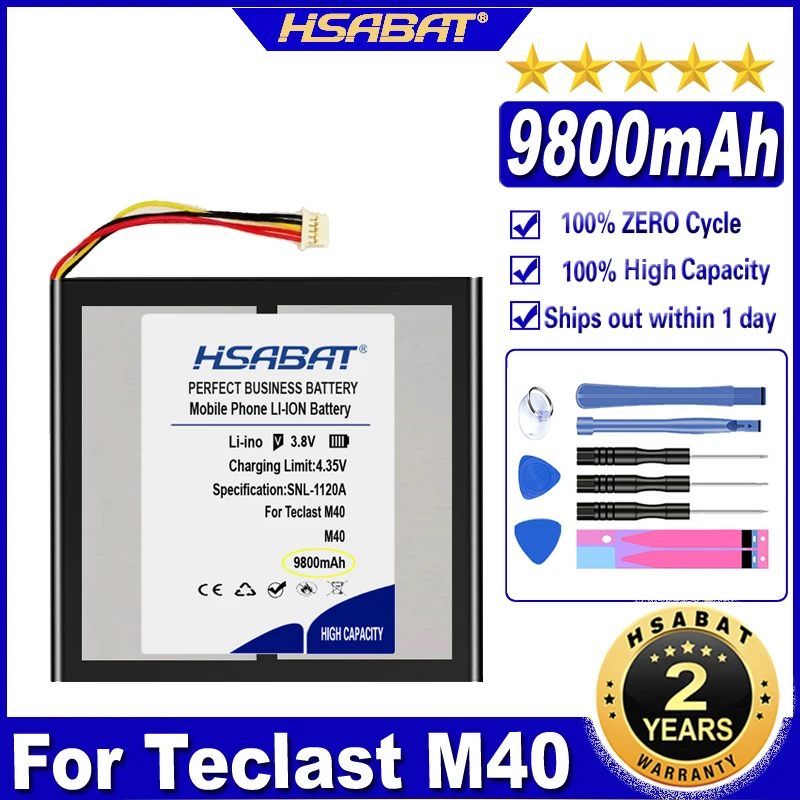 Аккумулятор HSABAT M40 для планшетного ПК 9800 мАч Teclast 22 Вт/ч 3 8 в 5 проводов штепсельные
