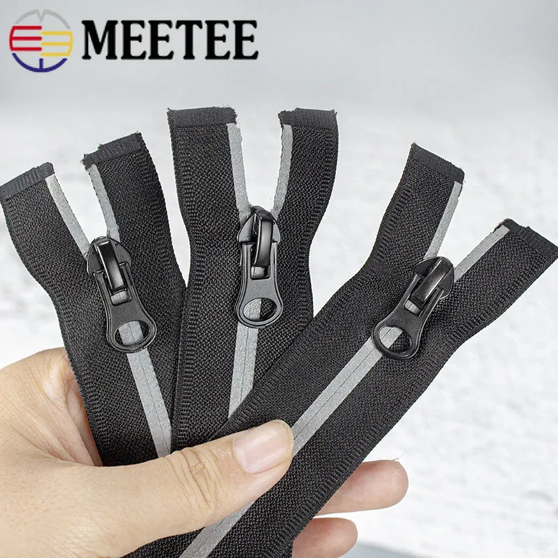 

5Pcs Meetee 5# Nylon Zipper 40-100cm Open-End Reflective Zipper Garment Outdoor Clothes Bag Repair Tailor DIY Sewing Accessories