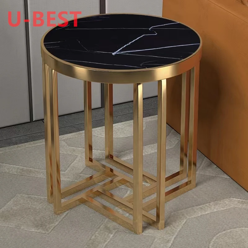 

U-BEST Living room furniture smart end table white marble side table modern luxury stainless steel coffee tables