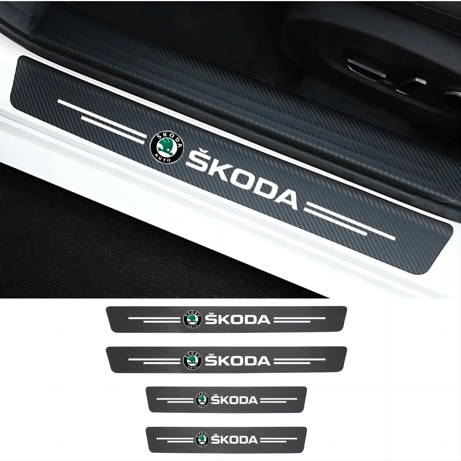 4 шт. защитная наклейка на порог двери для Skoda Superb 3V 3T B6 B8 Octavia MK2 MK3 2 3 A7 Fabia Karoq Kodiaq Rapid