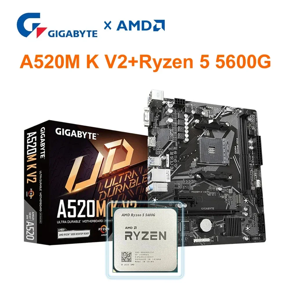 AMD Ryzen 5 5600G + GIGABYTE A520M K V2 Комплект процессора материнской ...