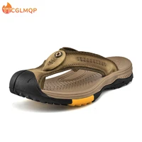 2022 summer leather men flip flops outdoor men slippers classic rubber roman sandals wading trekking sneaker sandals big size