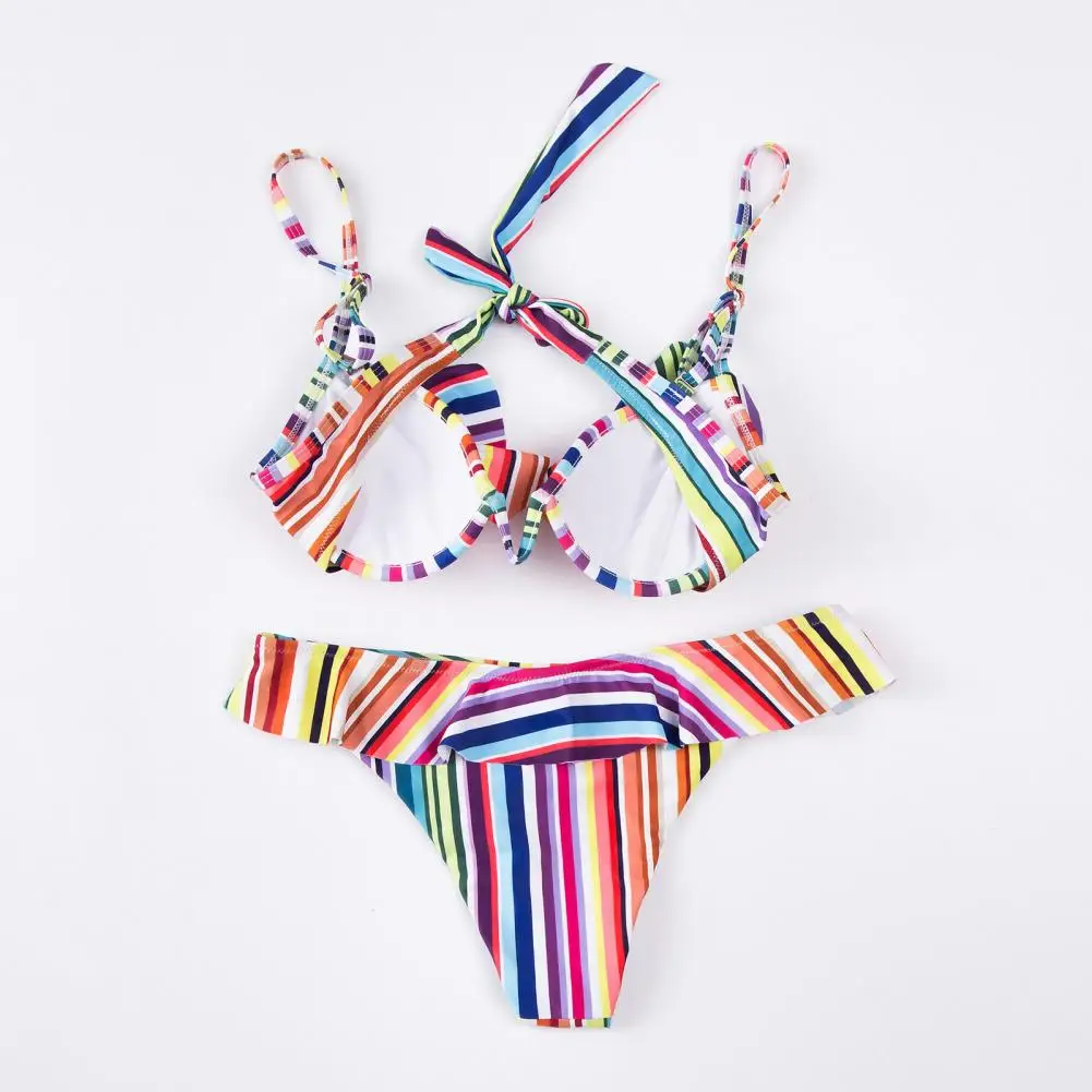 

Комплект из бюстгальтера и трусов, комплект бикини из двух предметов, популярный Быстросохнущий Женский комплект бикини с оборками