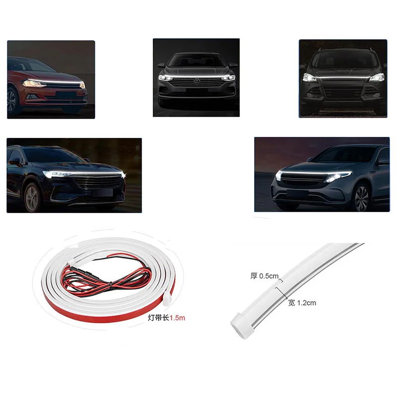 

13 автомобильных аксессуаров, задняя крышка, светодиодная подсветка для дневных ходовых огней, автомобильная динамическая лампа для стайлинга, направляющая, тонкая полоса 12 В с предохранителем