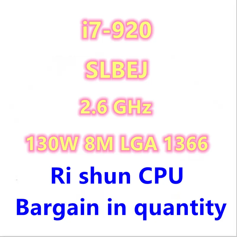 

i7-920 i7 920 SLBEJ 2.6 GHz Quad-Core CPU Processor 130W 8M LGA 1366