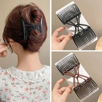 retro magic diy elastic rope hair combs plastic comb solid color hair accessories hairstyle updo tool hair clip women hairpin