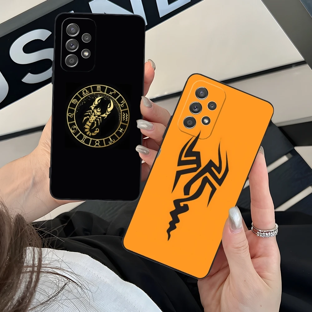 Colored Golden Scorpio Mobile Cell Phone Case for Samsung Galaxy A73 72 71 70 55 54 53 52 35 34 32 23 14 13 5G Black Cover Shell