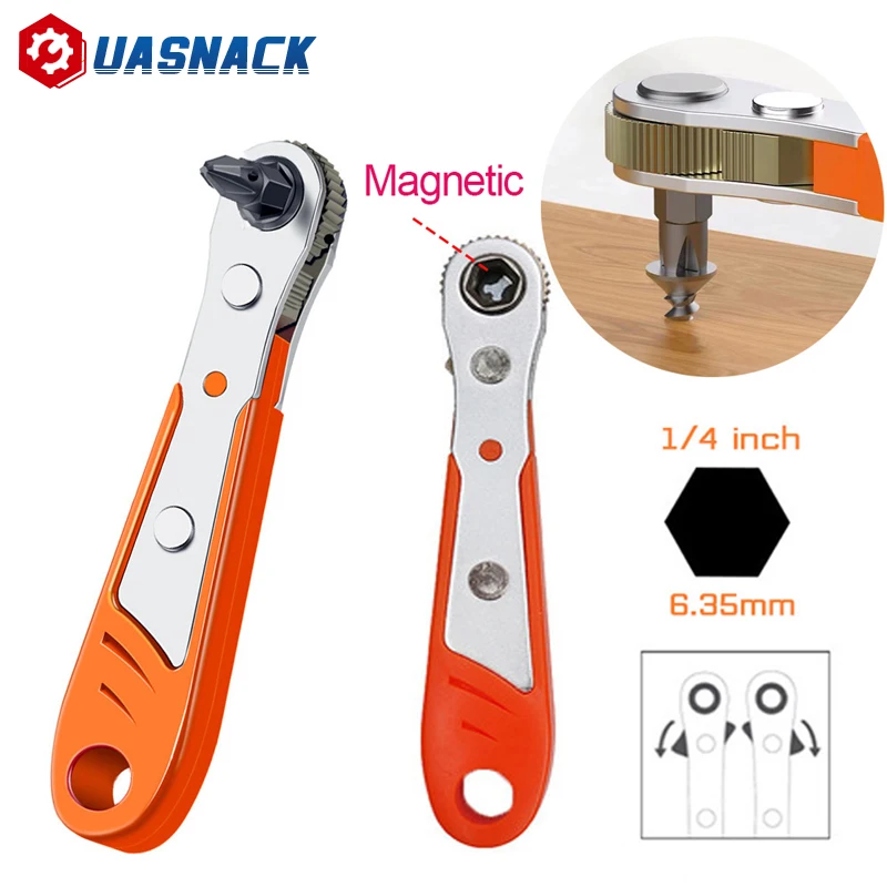 

Magnetic Hexagon Ratchet Wrench 1/4" Quick Release Socket Repair Tools for Single/Double Head Screwdriver Drill Bits Tool