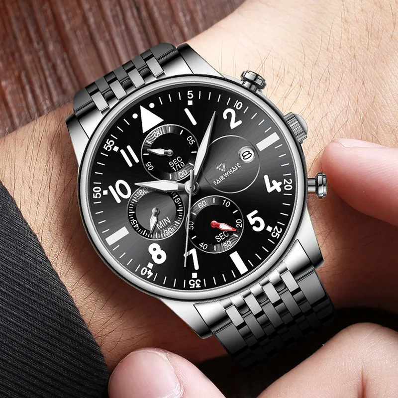 

Mark Fairwhale Men Watch Fashion Quartz Watch Luxury Stainless Steel Strap Sports Waterproof Watch Luminous Men Wrist Watch