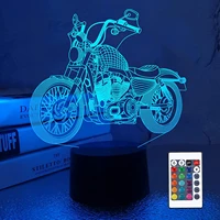 lampeez kids 3d motorcycle night light optical illusion lamp with 16 colors remote control timer dimmable changing birthday gift