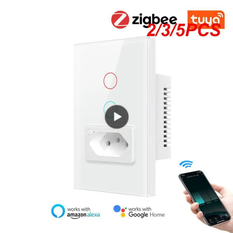 

2/3/5PCS Tuya Zigbee Wall Switch Work With Alexa Google Home Remote Control Interuptor Brazil Socket Zigbee Outlet