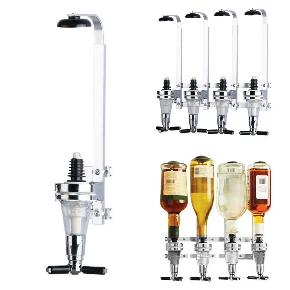 

Wall Mounted Wine Dispenser 25/30/45ml Stand 4 Bottle Beer Home Bar Pourer Rack