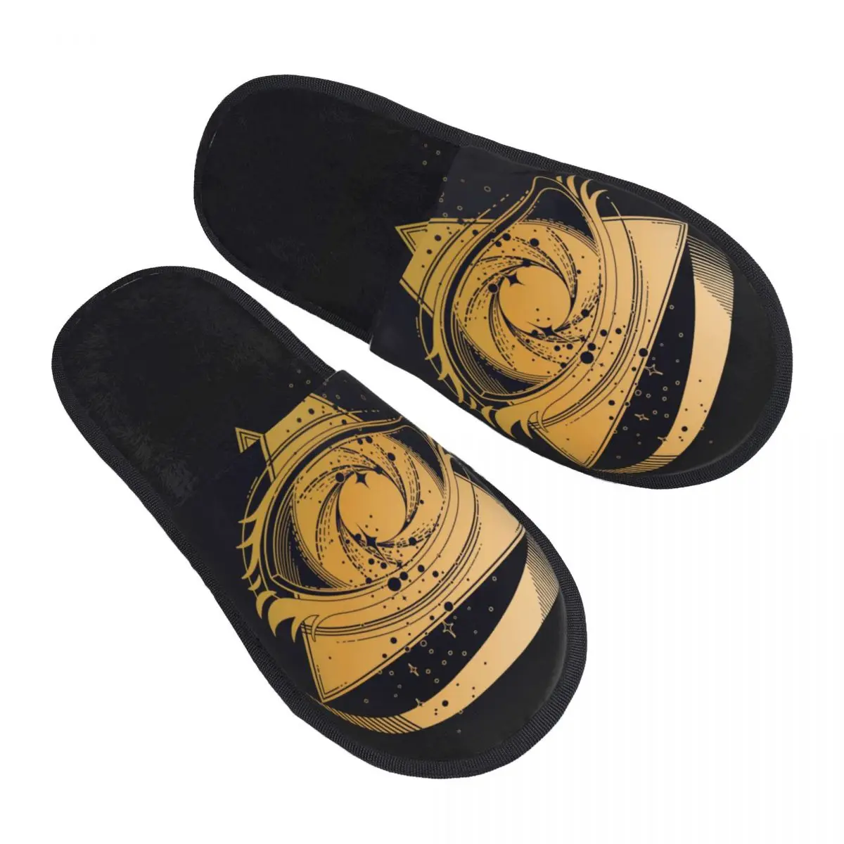 

Winter Slipper Woman Man Fashion Fluffy Warm Slippers Black Hole With Starry Vortex House Slippers Funny Shoes