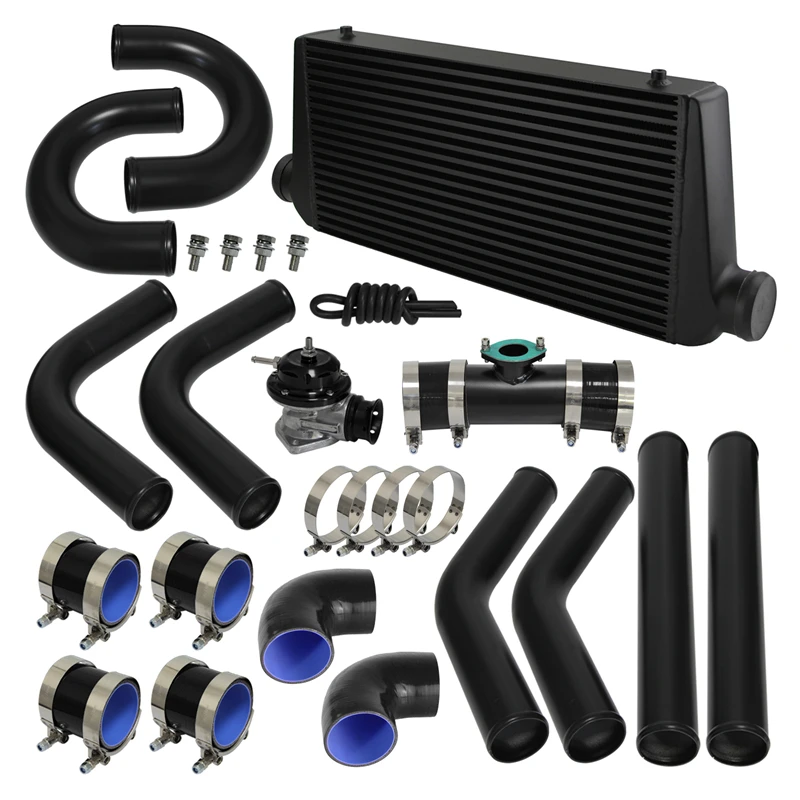 

Universal DIY Intercooler 600x300x76mm + 3in/76mm OD Aluminum Piping + 30PSI Turbo Blow Off Valve Kit