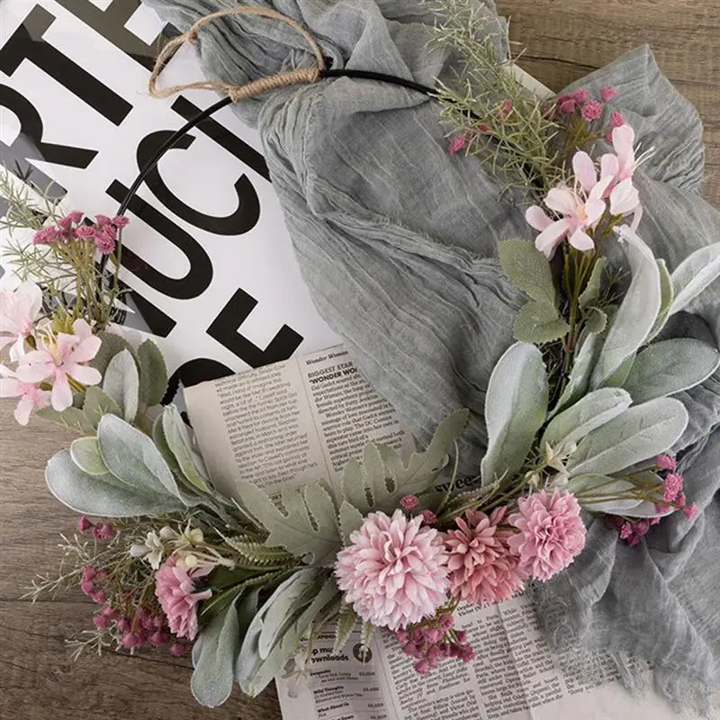 

Delicate Wreath Pendant Artificial Wreath Hanging Door Wreath for Wedding