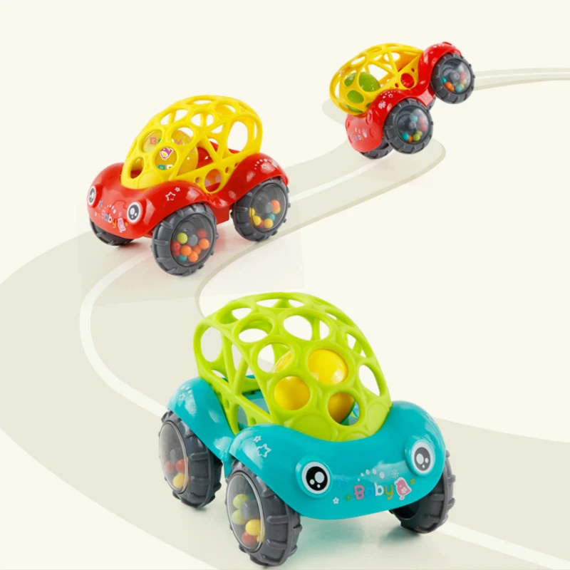 

1PC Baby Car Doll Toy Crib Mobile Bell Rings Grip Gutta Percha Hand Catching Balls for Newborns 0-12 Months Infant Toys