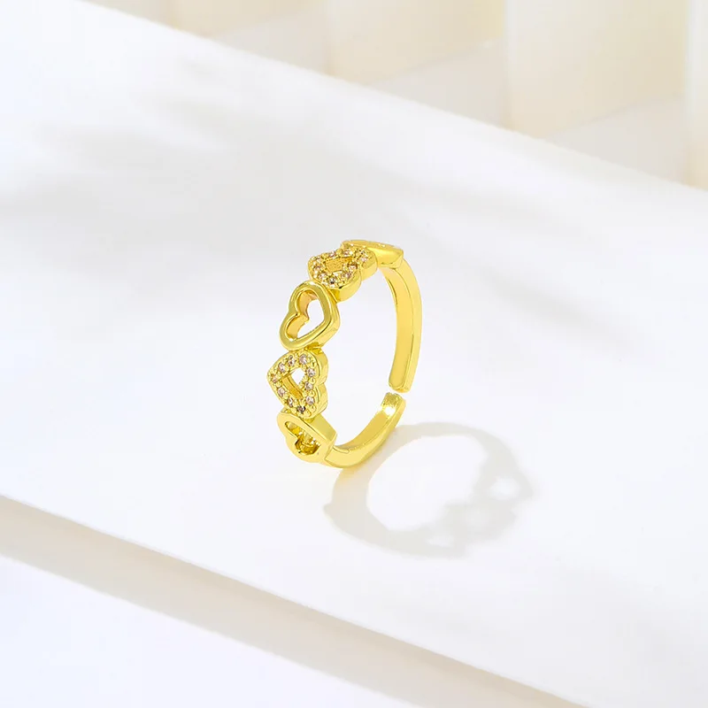 

Fashion Geometric Love Heart Open Adjustable Ring Cute Finger Ring for Women Jewelry Gift