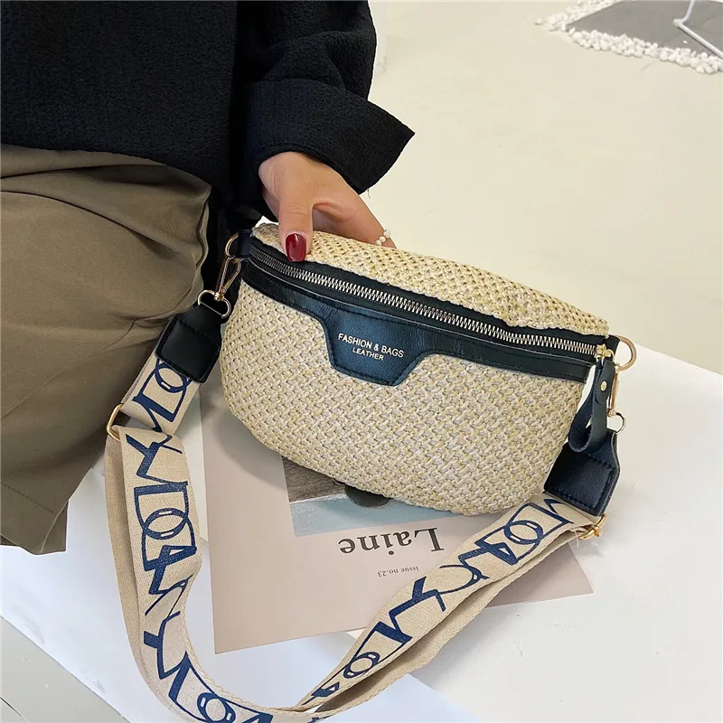 Сумка на пояс женская Соломенная Модный саквояж плечо забавная дизайнерская