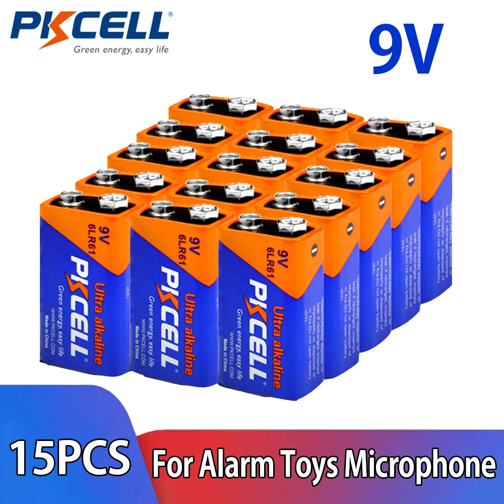 Щелочная батарея PKCELL 6AM6 MN1604 522 9 В, 15 шт., одноразовая сухая батарея для игрушек с дистанционным управлением, дымовая сигнализация, быстрая доставка