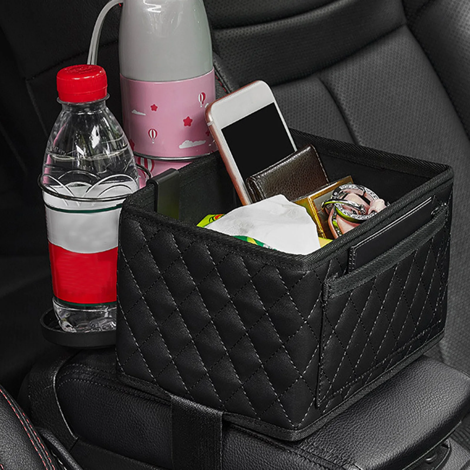

Car Storage Box Armrest Console Organizers Car Interior Stowing Tidying Accessories for Phone Tissue Water Cup Holder