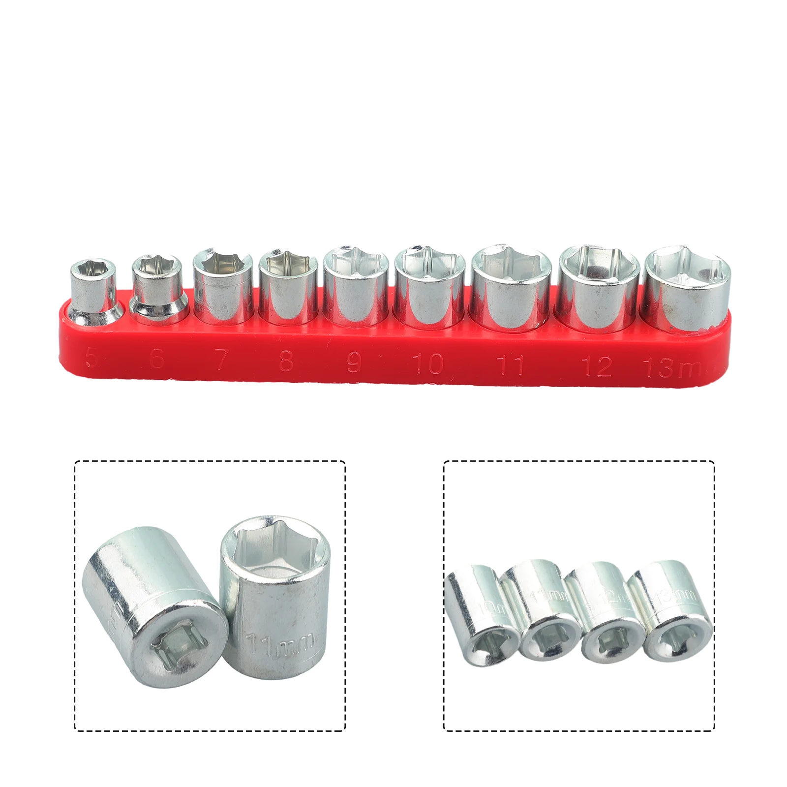 

9 Pieces/set Hexagon Key Sleeve 1/4 Inch Handle 5-13mm Carbon Steel Hexagon Screwdriver Hexagon Socket For Drill