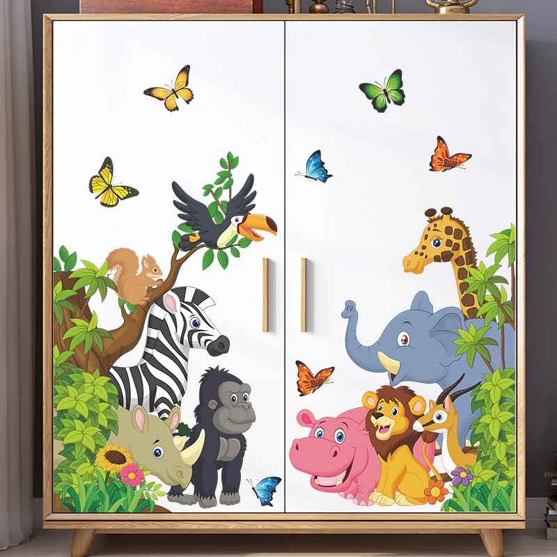 

Cartoon Forest Animals Party Wall Sticker For Child Kids Room Decoration Mural Removable Home Wallpaper Bedroom Nursery Sticker