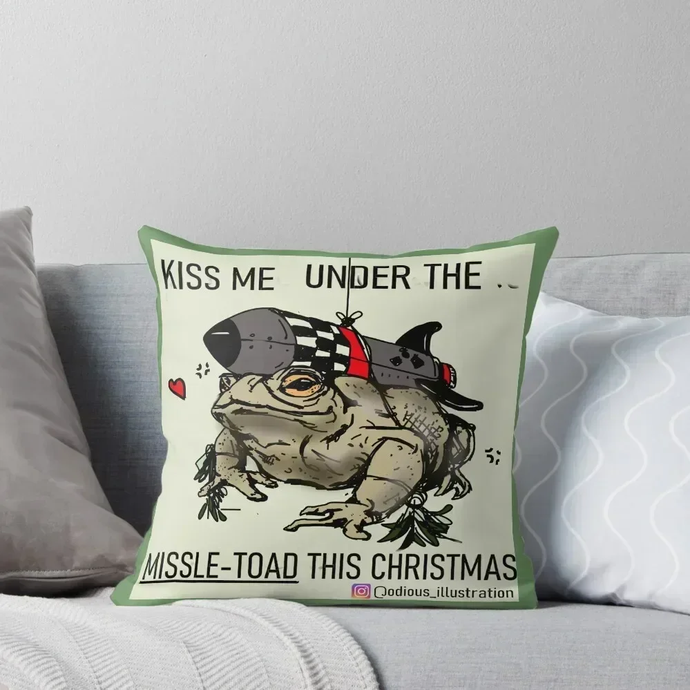 Фото Поцелуй меня под Missle-Toad, эта рождественская декоративная подушка, декоративные подушки для дивана, наволочка для дивана, подушка №1