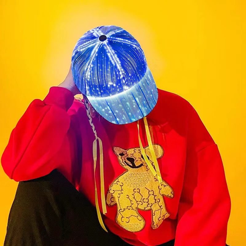 

Бейсбольная кепка с подсветсветодиодный из оптического волокна, 7 цветов