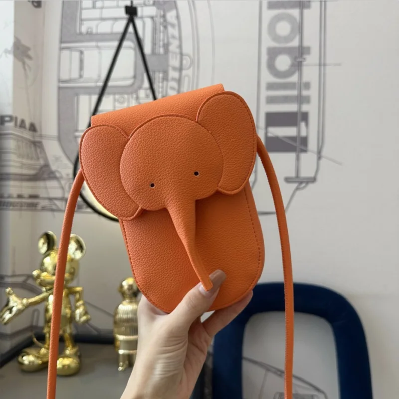 

Korean Style Women Mini Cartoon Cute Elephant Shape Mobile Phone Crosssbody Purse Luxury Designer Cell Phone Sling Bag For Girls