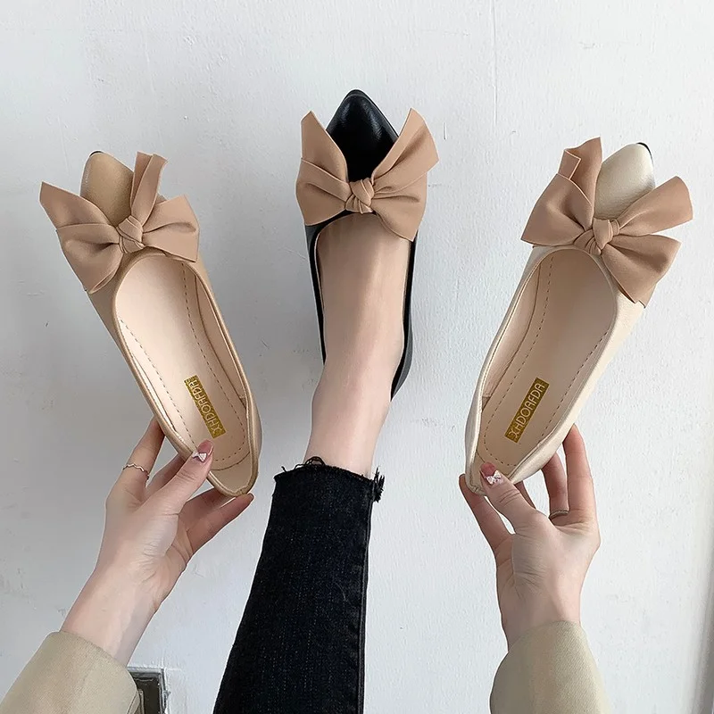 Women's Flat Heels Casual Leather Shoes 2023 New Office Worker Designer Solid Color Daily Versatile Comfortable Fashion Shoes