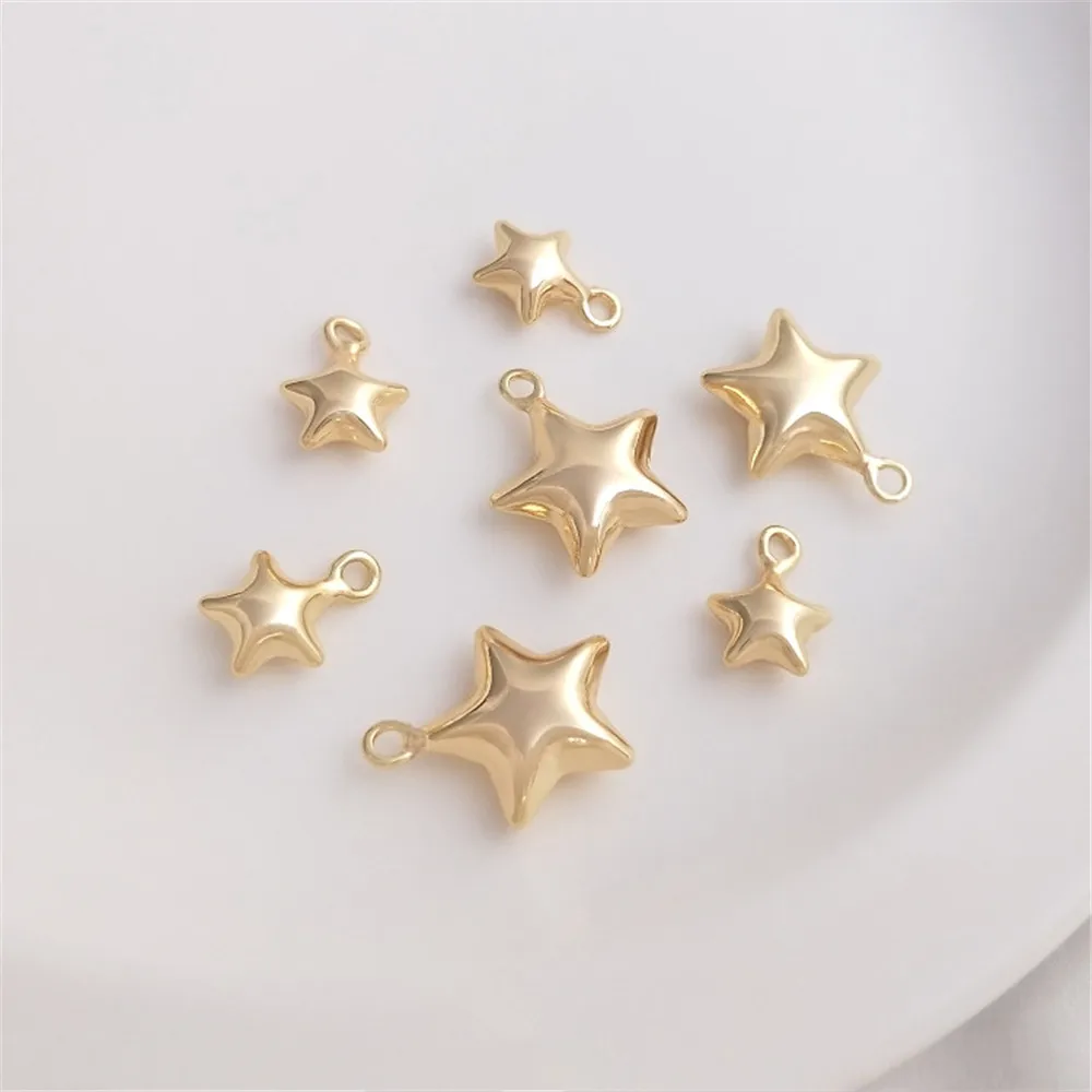 

14K Gold Filled Plated Bright three-dimensional star pendant handmade DIY bracelet necklace pendant hand made accessories