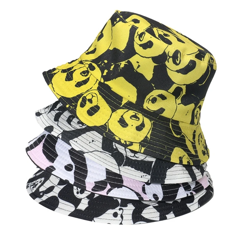 

Cute Cartoon Panda Fisherman Hat Funny Basin Hat All-match Sun Protection Bucket Hat for Daily Wear Morning Workout