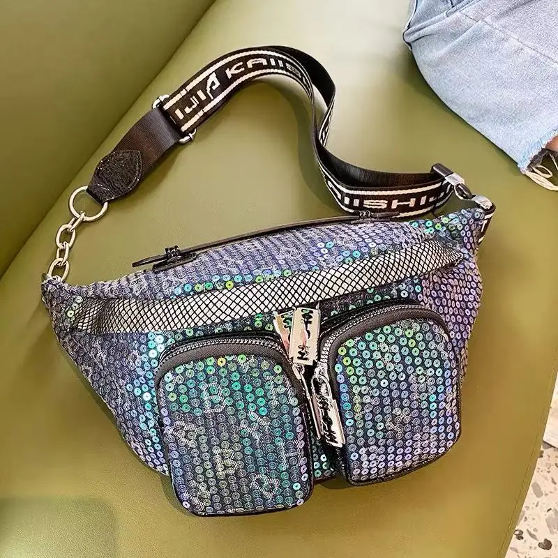 Высококачественная блестящая модная сумка-хобо с блестками большая