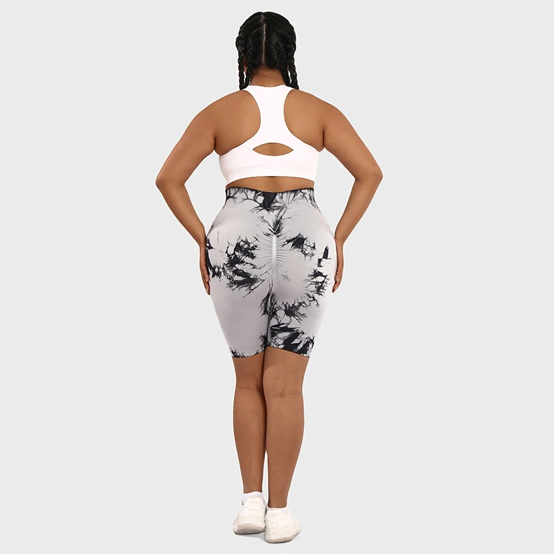 LUOYIYANG Tie Dye Seamless Plus Size Women's Shorts Push Up Gym Sports Fitness Woman 2023 High Waisted Yoga Clothing L-3XL