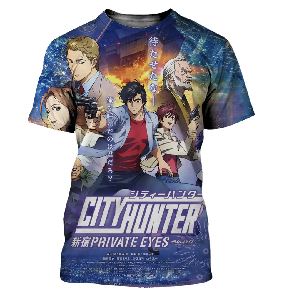 

City Hunter Anime 3D Printed Men's T Shirts Fashion Summer Cartoon Manga Short Sleeve Women Tee Shirt Cusal Oversize Tops