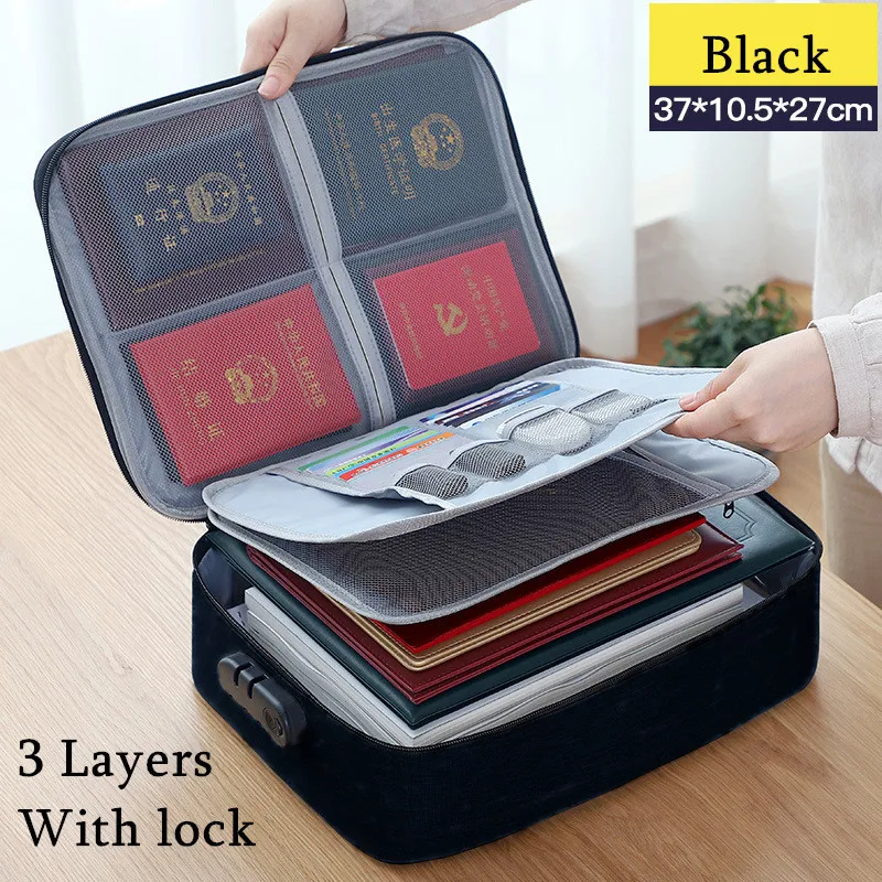 

Large Capacity Home Travel Passport Briefcase Document Storage Bag Organizer Desk Stationery Files Card Folder Tool Case Handbag